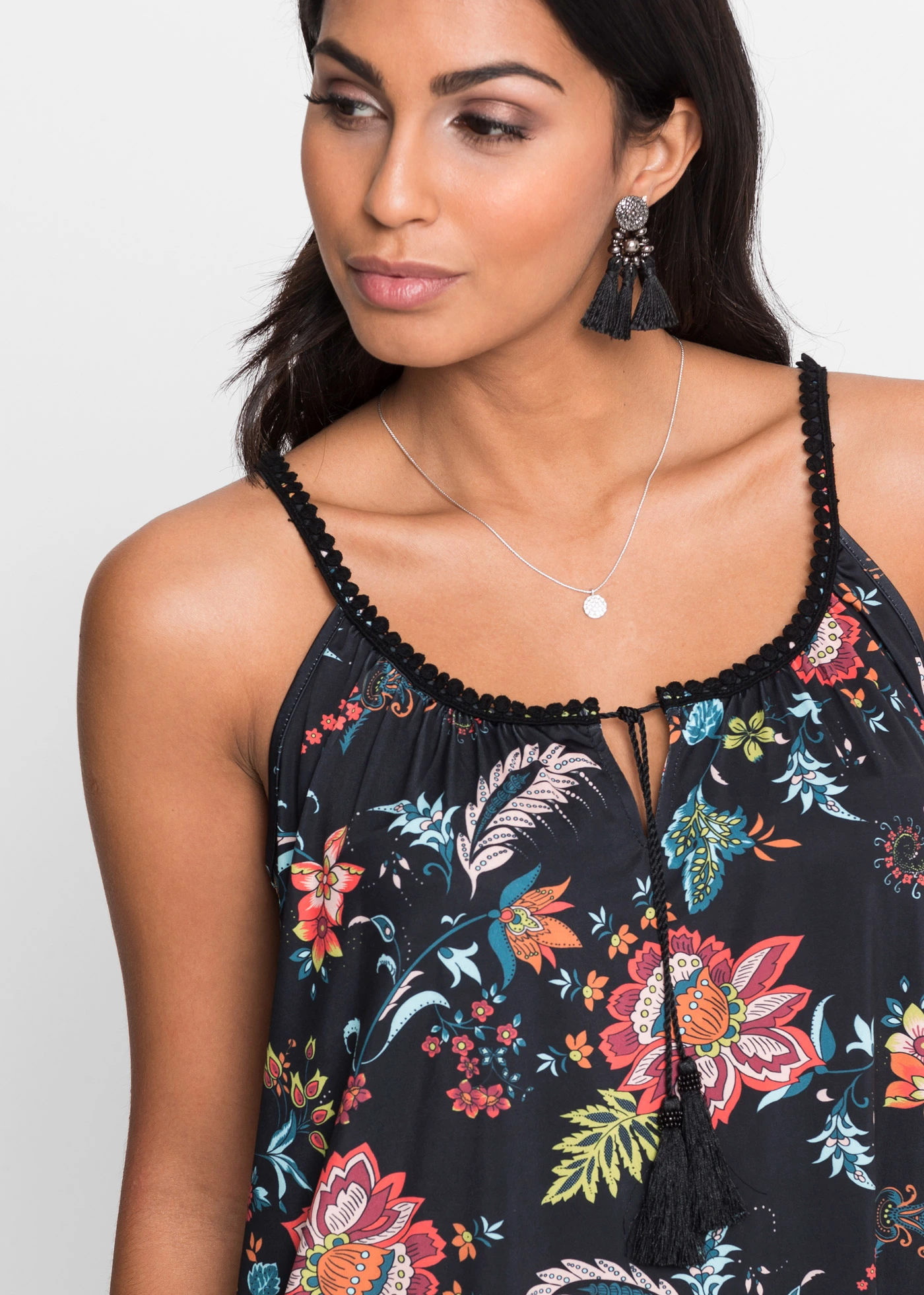 Top à bretelles spaghetti • noir floral • Boutique bonprix