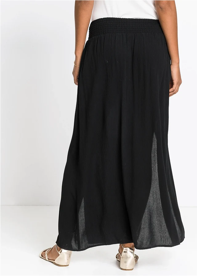 Maxi rok van soepele viscose, Kleur: zwart