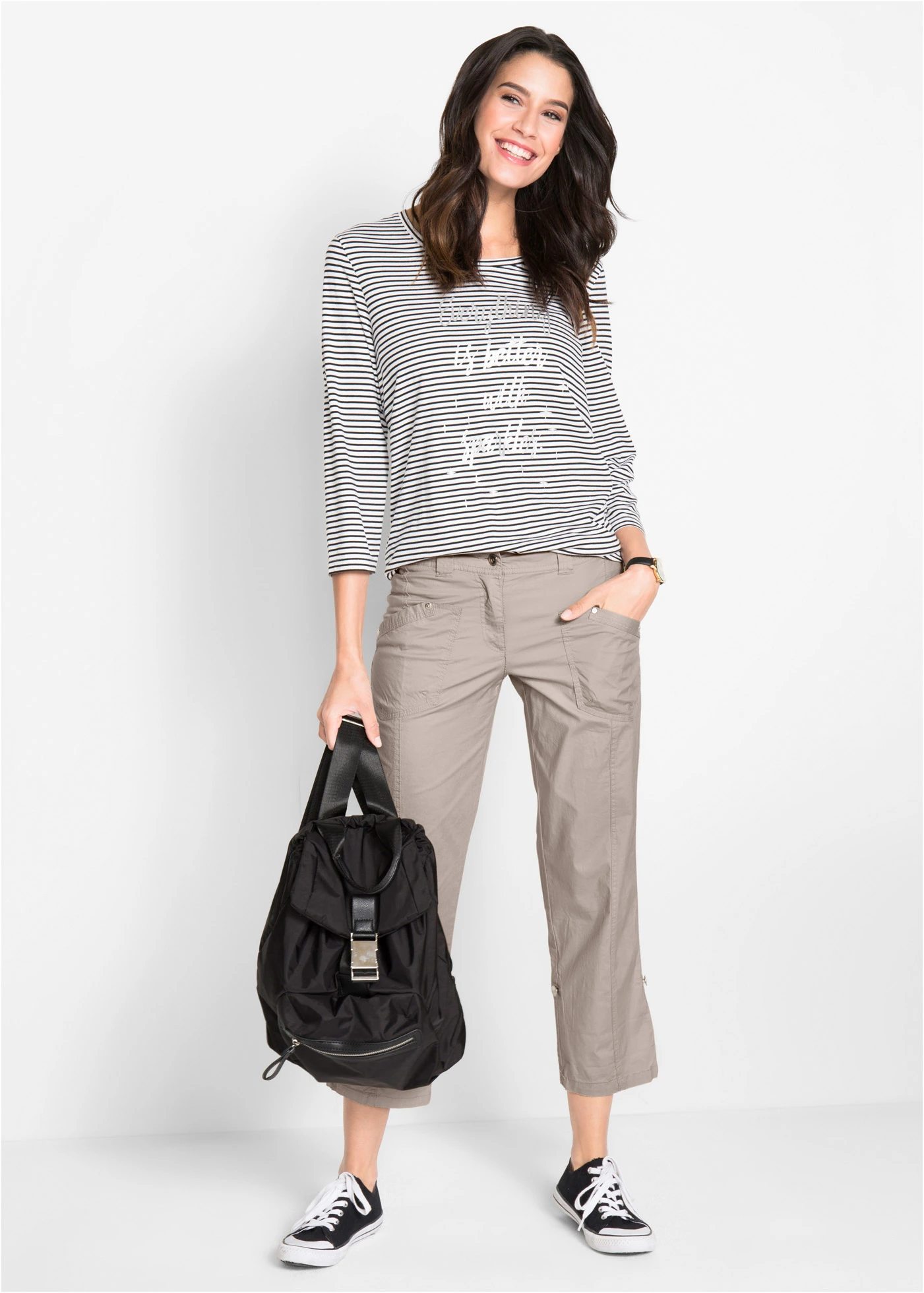 Pantalon extensible cargo 3/4 • grès • Boutique bonprix