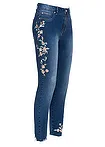 blauw denim gebloemd