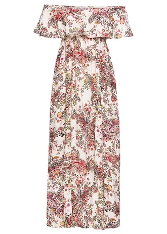 Carmen jurk van soepele viscose, Kleur: beige paisley