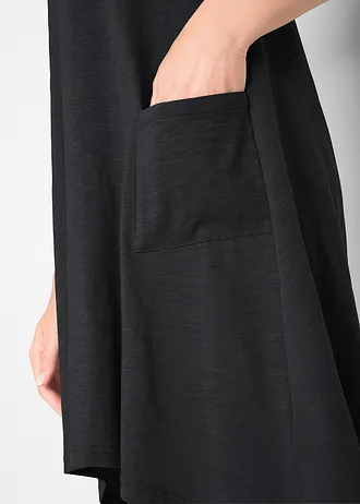 Korte, katoenen shirtjurk van slub garen • zwart • bonprix online shop