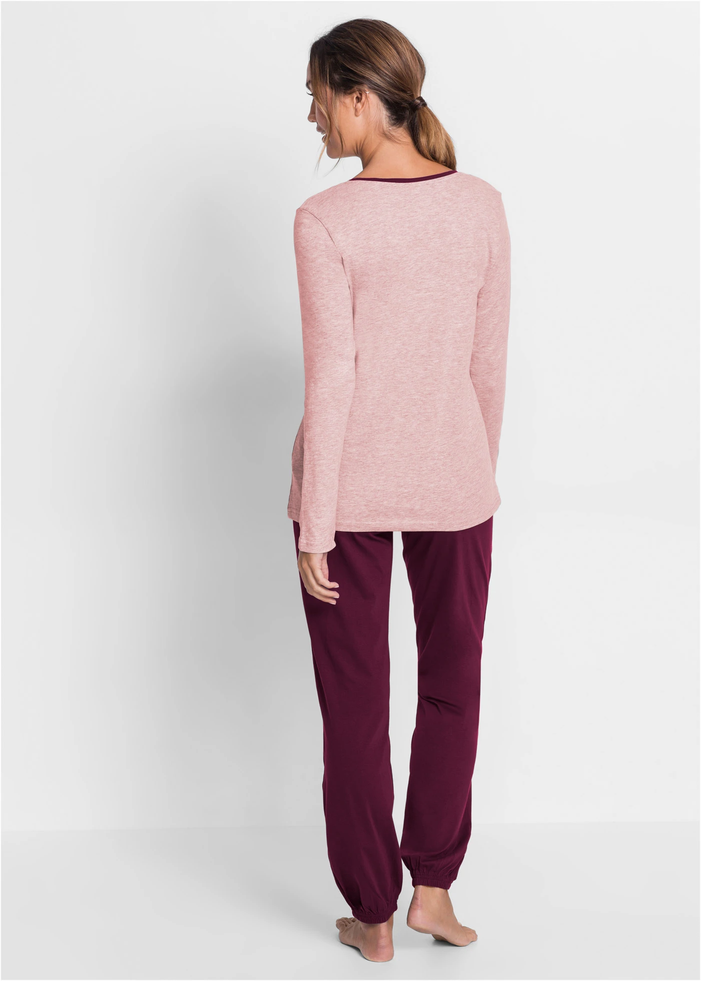 Piżama z bawełną organiczną • róż vintage z nadrukiem • sklep bonprix