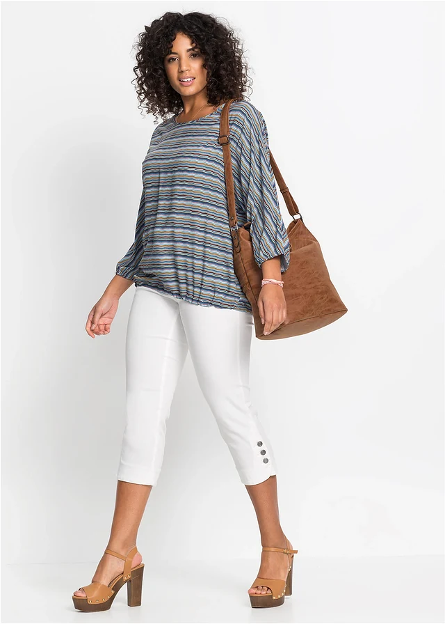 Slim Fit džíny Mid Waist, cropped, barva: bílý kepr