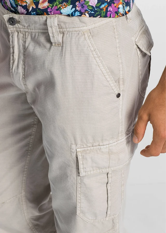 Bermuda long poches cargo regular 100% coton • gris pierre • product-page.page-title-suffix