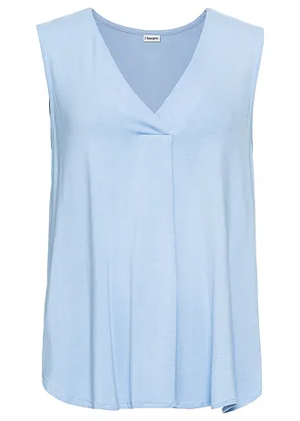 Top in een zachte viscosemix, Kleur: lichtblauw