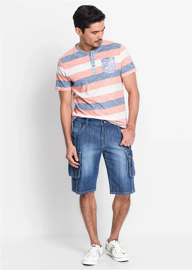 Bermuda cargo en jean, regular, Couleur: bleu denim
