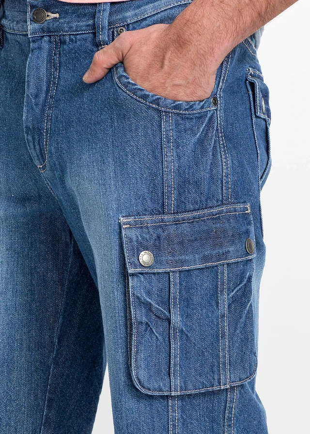Bermuda cargo en jean, regular • bleu denim • product-page.page-title-suffix