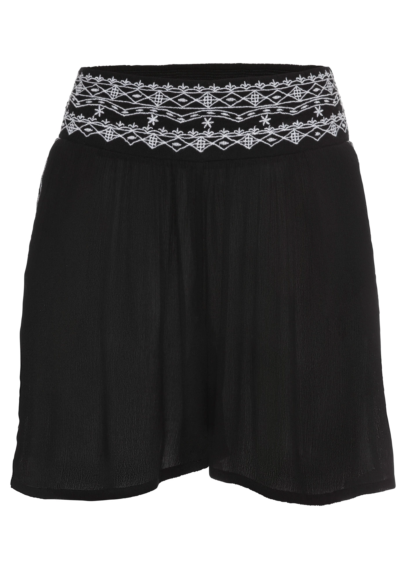 Šortky se zmačkaným vzhledem, ze splývavé viskózy • černo-bílá • bonprix obchod