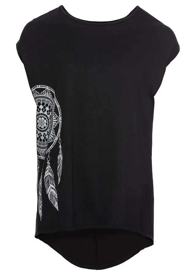 Tričko s potiskem • černo-ocelově šedá s natištěným lapačem snů • bonprix obchod
