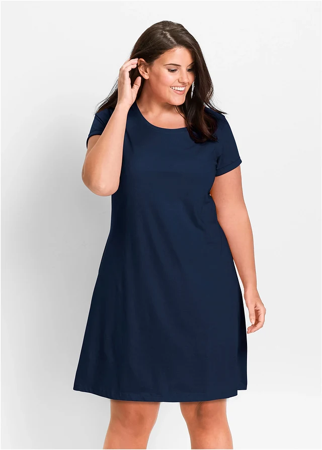 Robe en jersey 100% coton, Couleur: bleu foncé