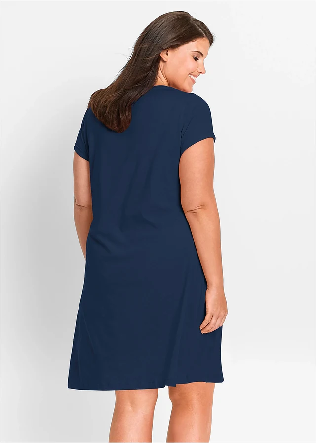 Robe en jersey 100% coton, Couleur: bleu foncé