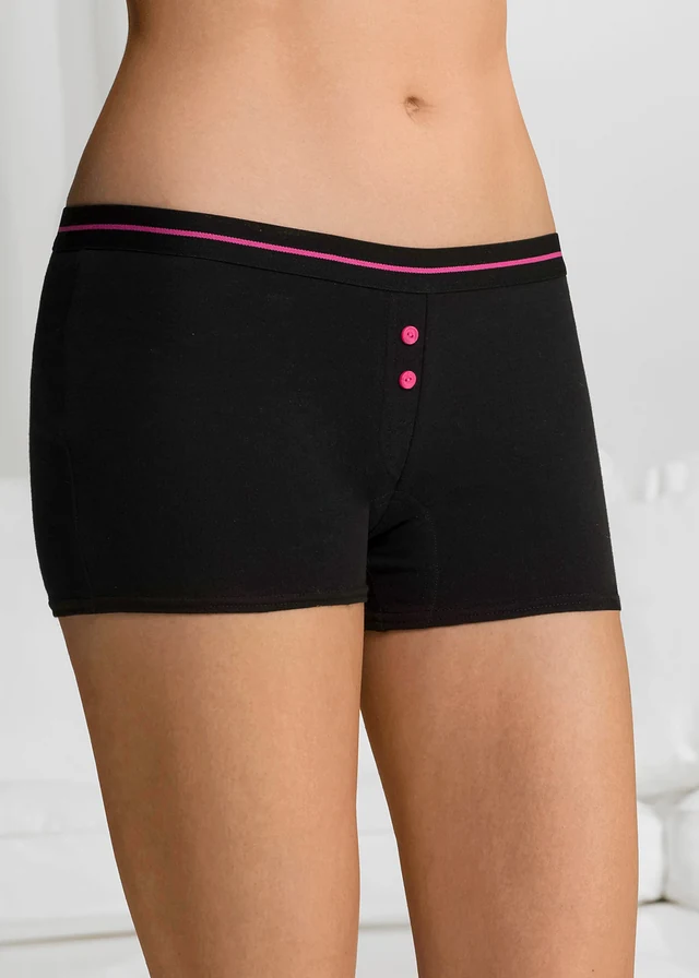 Dames boxer (set van 4), Kleur: zwart+pink+blauw