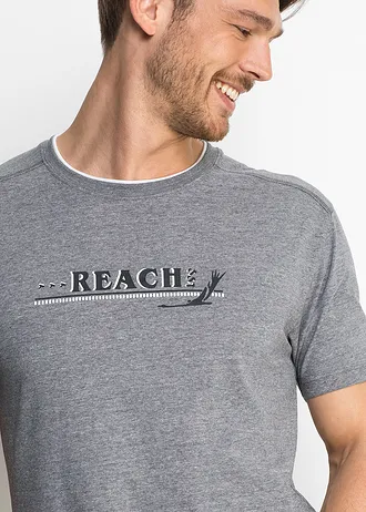 Krátké pyžamo s měkkou bavlnou • šedý melír-černá • bonprix obchod