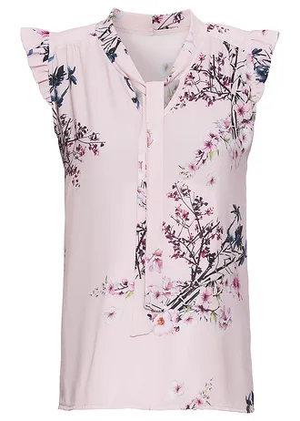 Blouse à lavallière et mancherons volantés