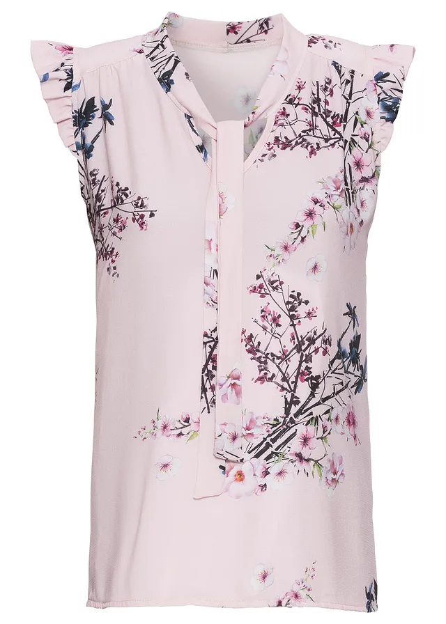 Blúzka s viazačkou a volánovými rukávmi