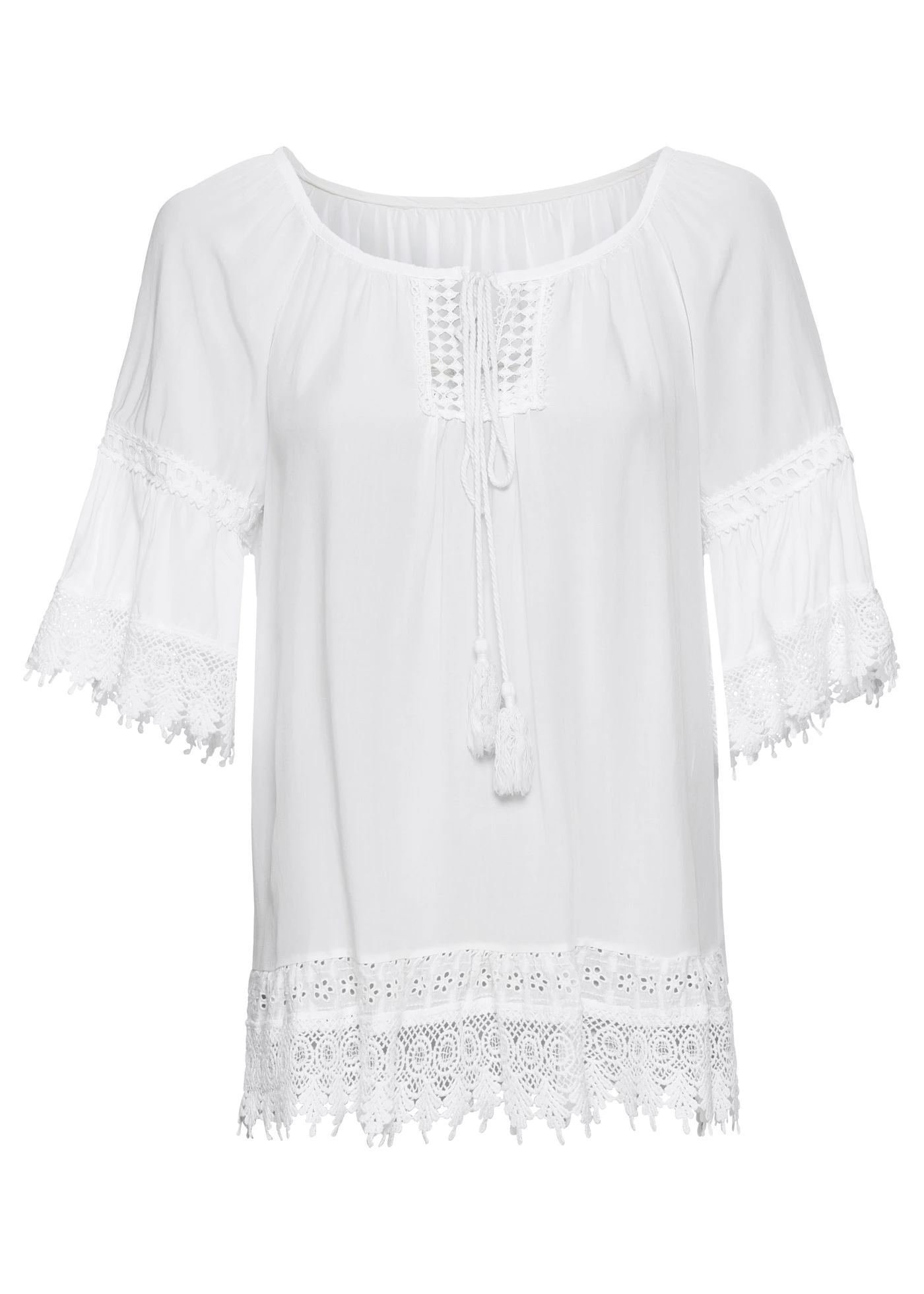 Tunika s krajkou, z měkké viskózy • bílá plus size • bonprix obchod