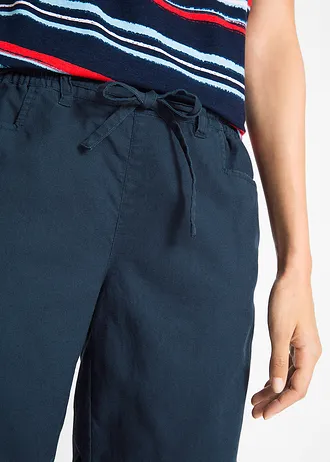 Bermudy lniane • granatowy • sklep bonprix