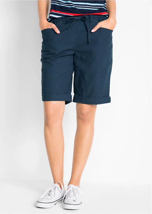 Bermuda met linnen • donkerblauw • product-page.page-title-suffix