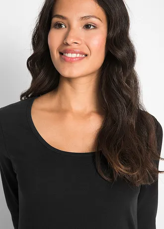 Přiléhavé triko s dlouhým rukávem • černá • bonprix obchod