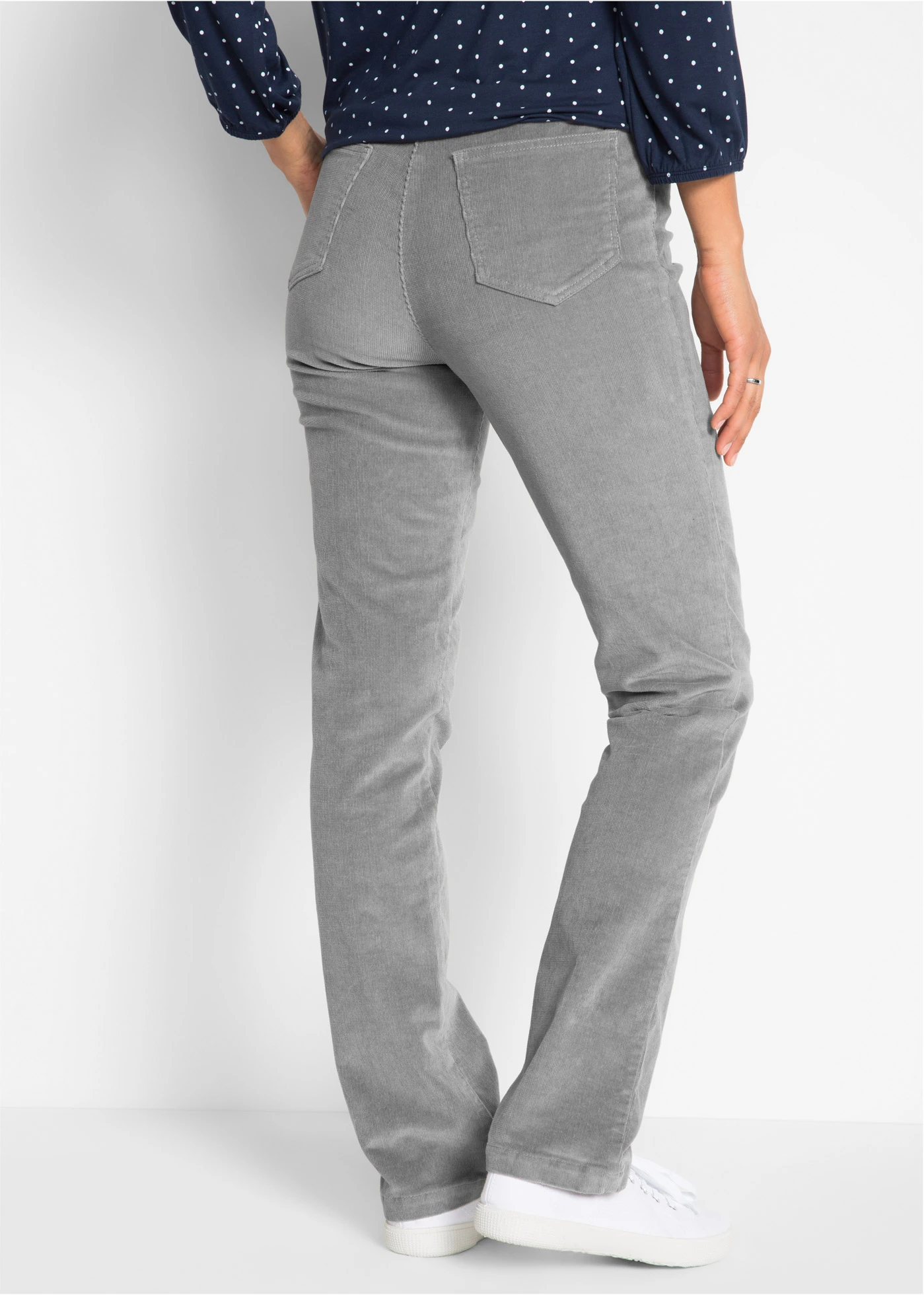 Pantaloni reiați cu stretch • gri • magazin bonprix