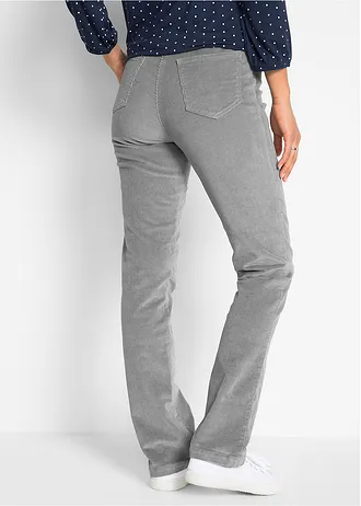 Stretch corduroy broek, straight, Kleur: grijs