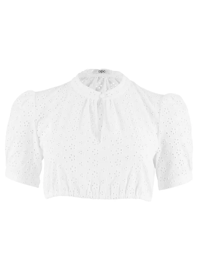 Krojová blúzka s dierkovanou čipkou