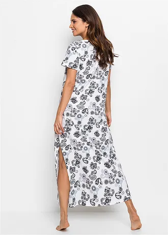 Dlouhá noční košile z organické bavlny • přírodní bílo-šedá se vzorem • bonprix obchod