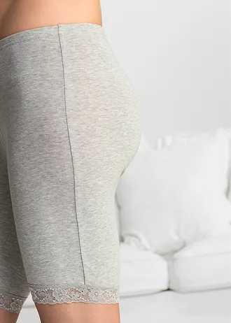 Hosszú női bokszeralsó csipkével (3 db-os csomag), szín: krétabézs+világosszürke melírozott