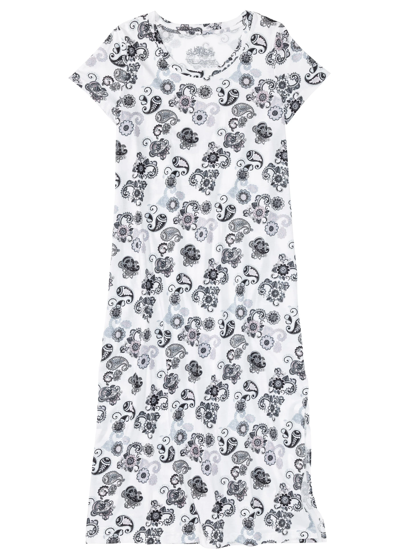 Chemise de nuit longue en coton • écru-gris motif • Boutique bonprix