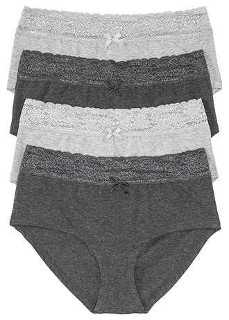 Lot de 4 maxi culottes • anthracite + gris clair chiné • Boutique bonprix