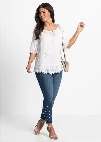 Tunika s krajkou, z měkké viskózy • bílá plus size • bonprix obchod