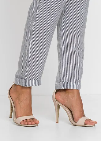 Pantalon en lin mélangé, taille élastiquée • bleu-blanc rayé • Boutique bonprix