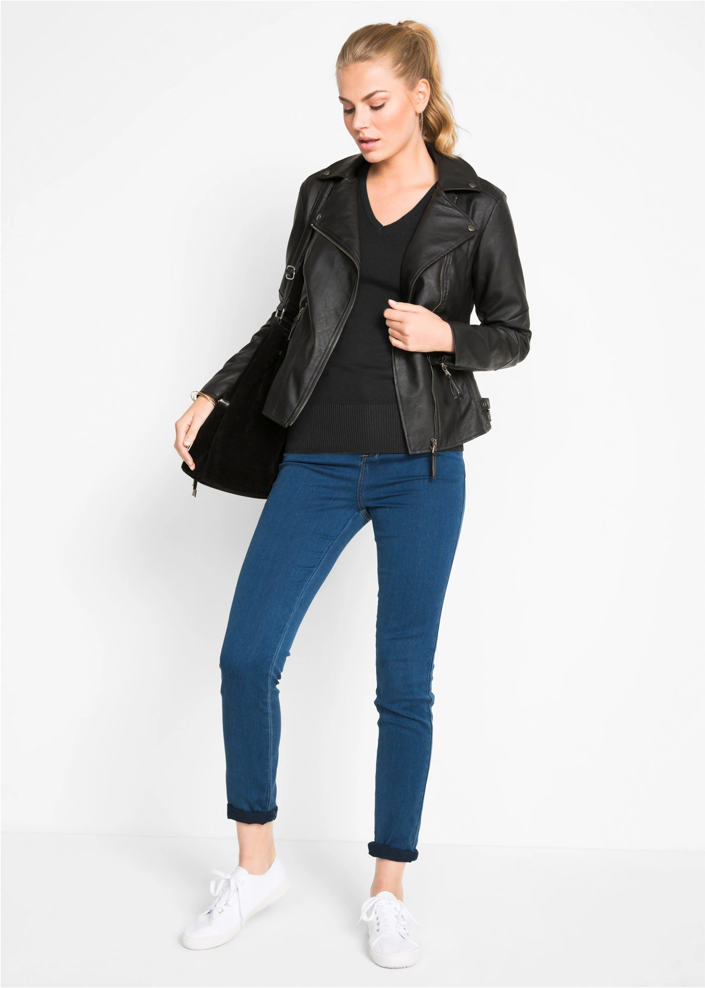 Sweter z cienkiej dzianiny • czarny • sklep bonprix