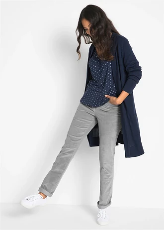 Pantalon extensible en velours côtelé, Couleur: gris