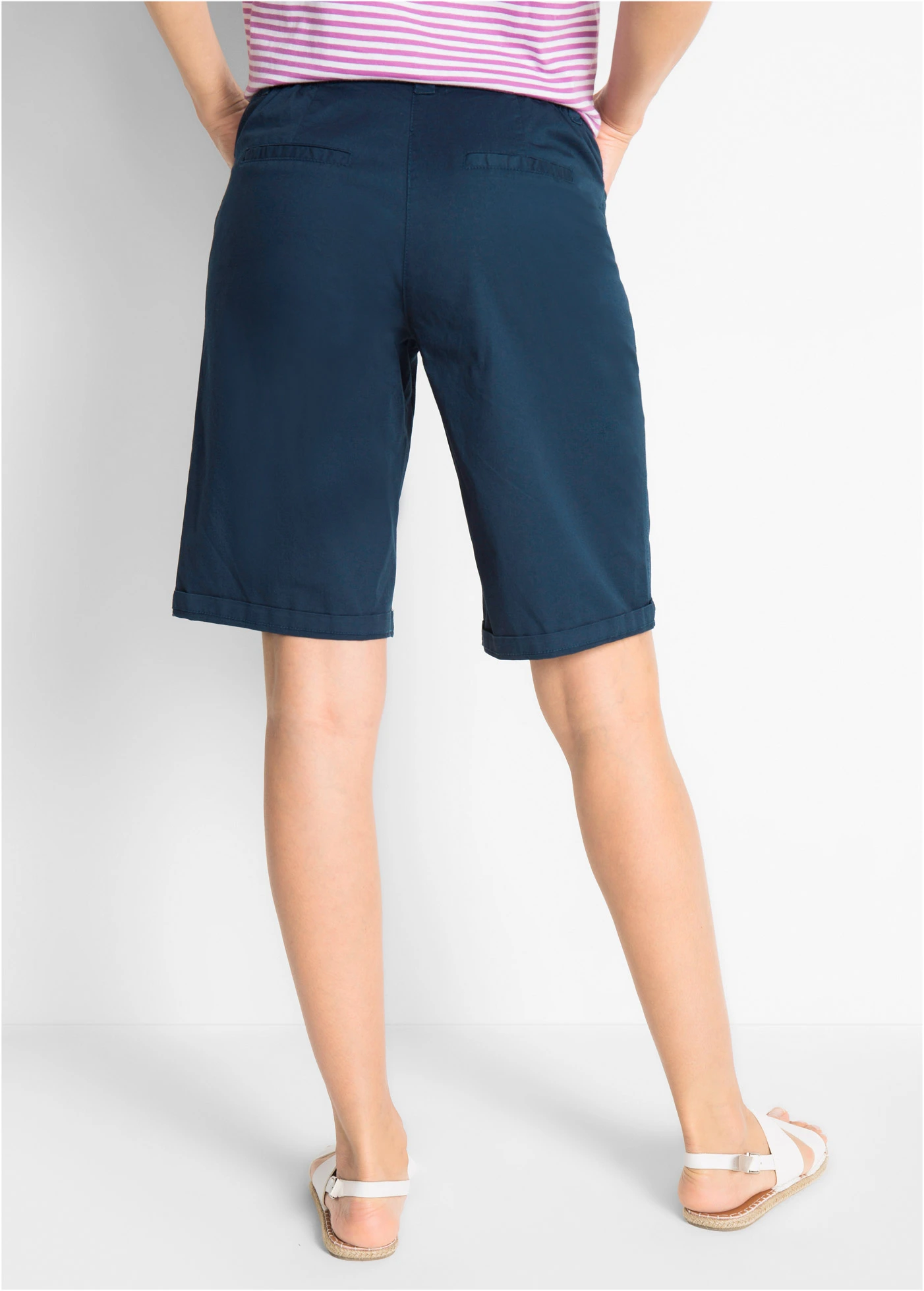 Bermuda en coton extensible paper touch • bleu foncé • Boutique bonprix