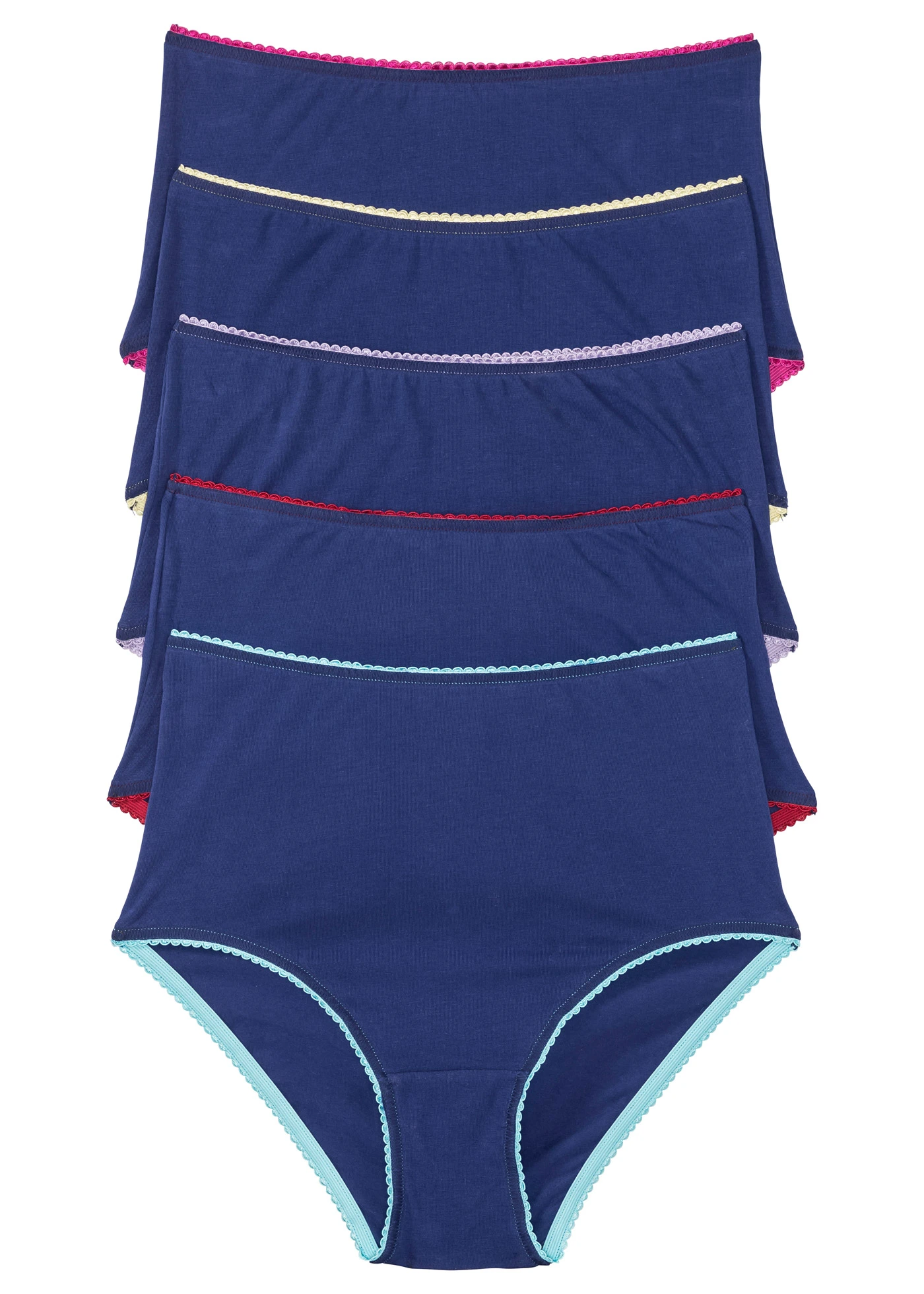 High waist slip met zacht katoen (set van 5) • blauw+multicolor • bonprix online shop