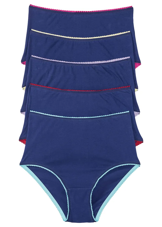 High waist slip met zacht katoen (set van 5) • blauw+multicolor • bonprix online shop