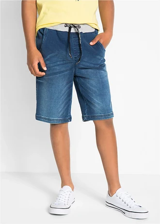 Bermudy jeansowo-dresowe • niebieski denim • sklep bonprix