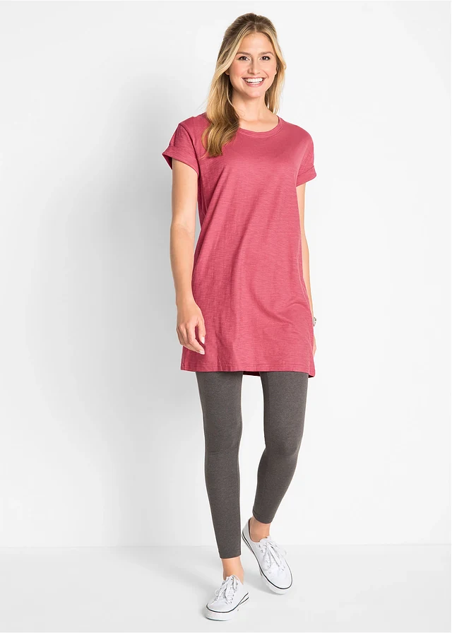 Longshirt van katoen, Kleur: rookframboos