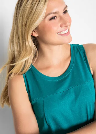 Rochie jerse cu buzunare, din bumbac • turcoaz-cobalt • magazin bonprix