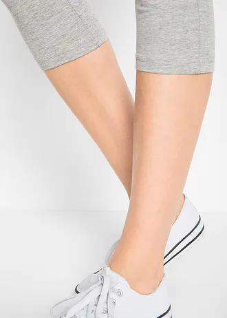 Lot de 2 leggings corsaire • gris clair chiné + noir • Boutique bonprix