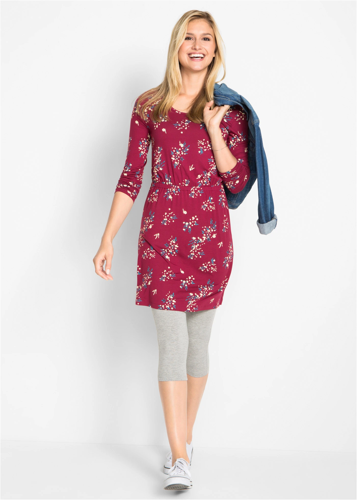 Slim fit capri legging (set van 2) • lichtgrijs gemêleerd+zwart • bonprix online shop