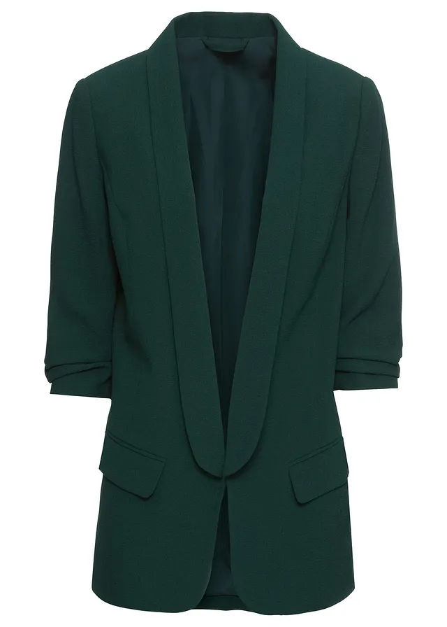 Blazer long à manches drapées • vert profond • Boutique bonprix