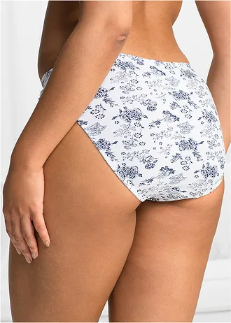Slip (set van 3) met katoen, Kleur: indigo-wit gebloemd+wit+indigo