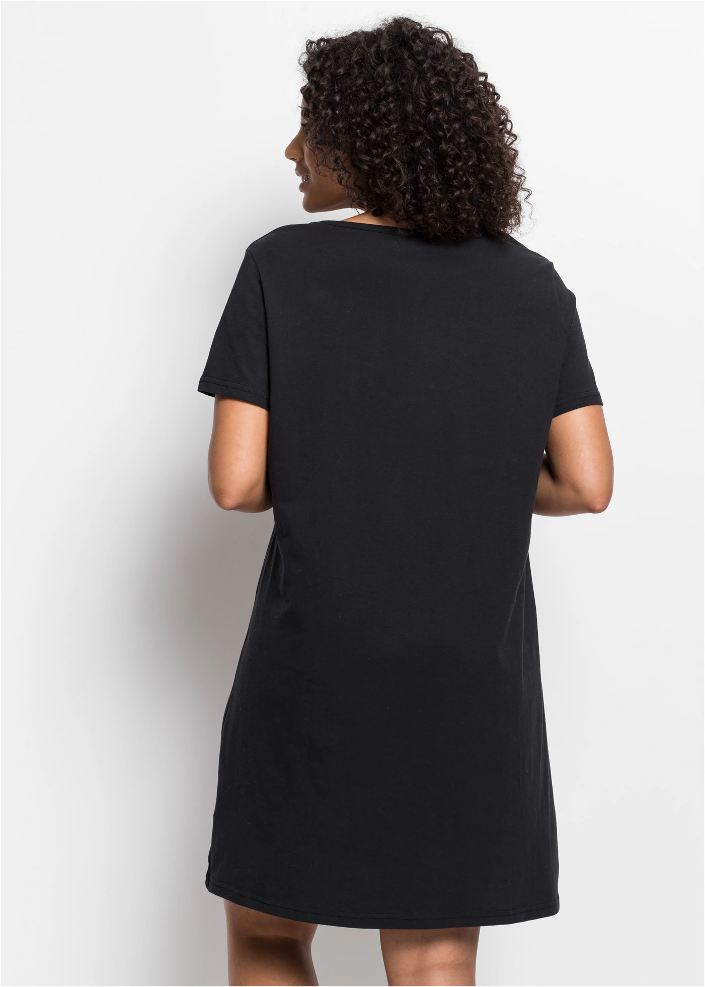 Kort nachthemd met biologisch katoen • zwart met print plus size • bonprix online shop