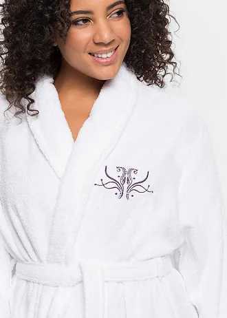 Frotté badjas van katoen, Kleur: wit