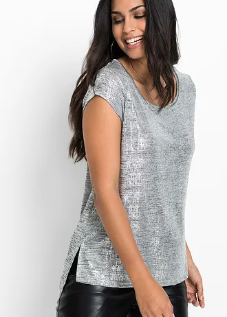 Glittershirt • grijs-zilverkleur gemêleerd • bonprix online shop