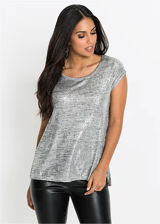 Glittershirt • grijs-zilverkleur gemêleerd • bonprix online shop