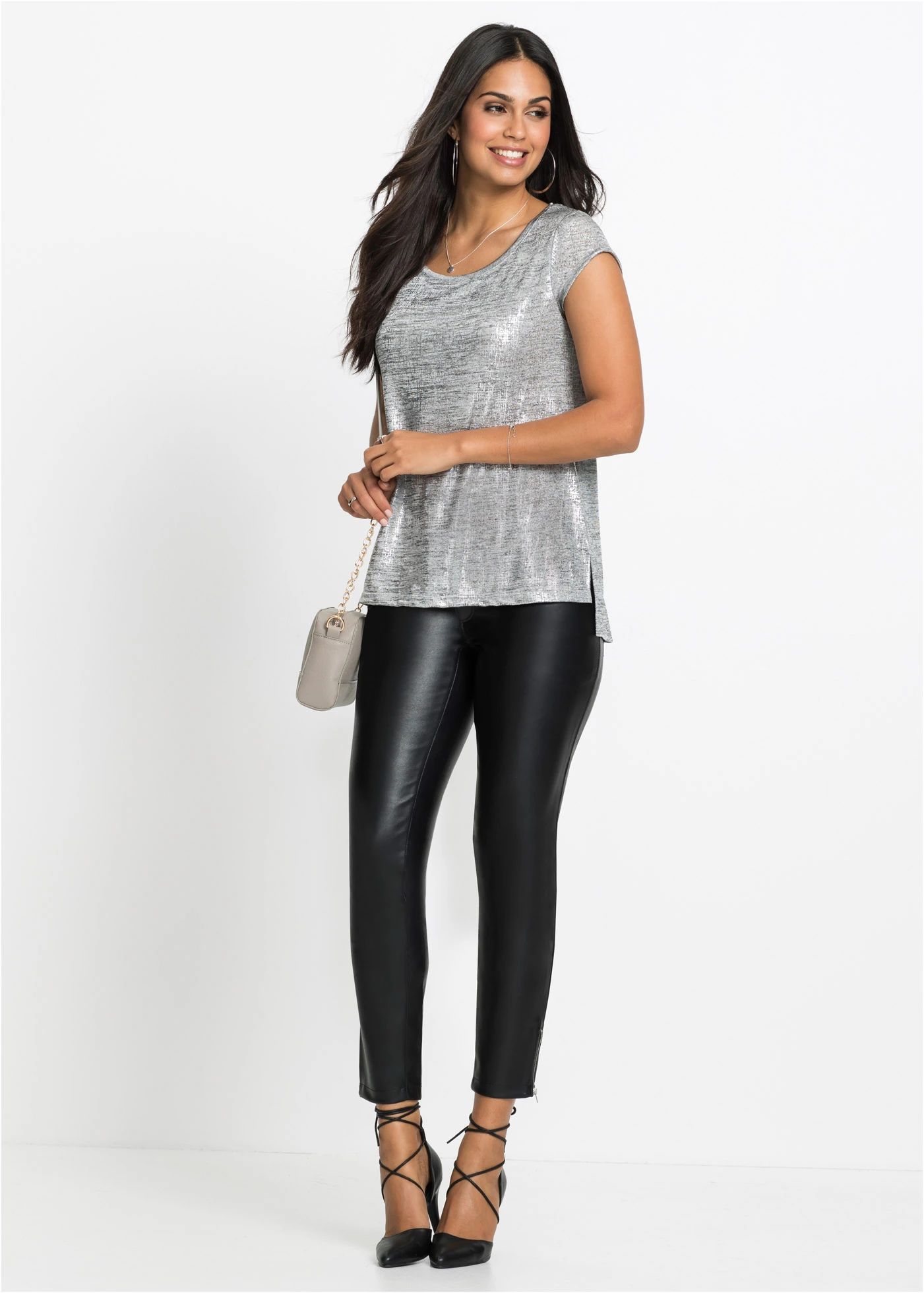 Glittershirt • grijs-zilverkleur gemêleerd • bonprix online shop